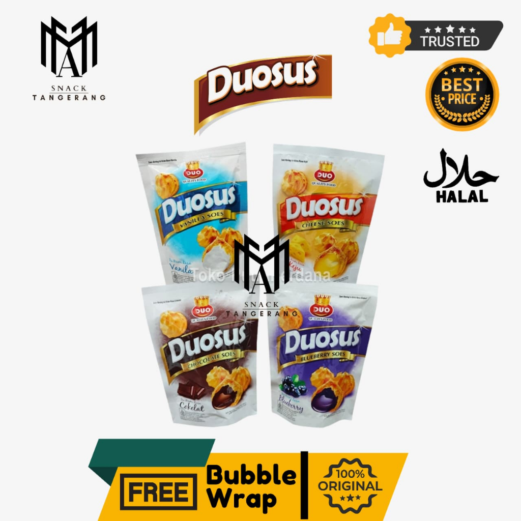 DUO Duosus Kue Sus Kering Krim Coklat Vanilla Keju Blueberry 30 Gr - Satuan