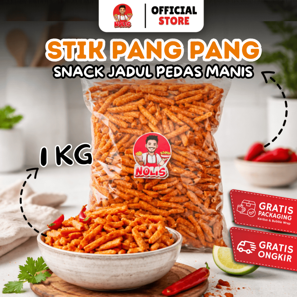 Stik Pang Pang Pedas Manis Nolis Snack & Food | Snack Jadul Jajanan Jadul Kiloan Grosir