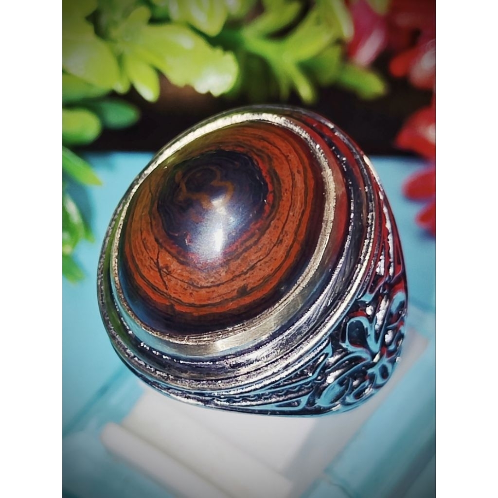 cincin batu akik puser bumi badar besi lengket magnet size kantoran