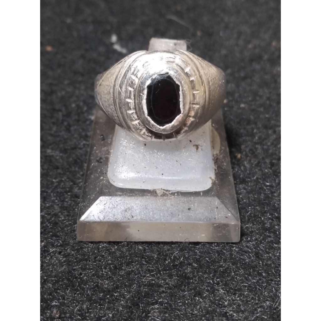 cincin perak batu permata red garnet lawasan asli