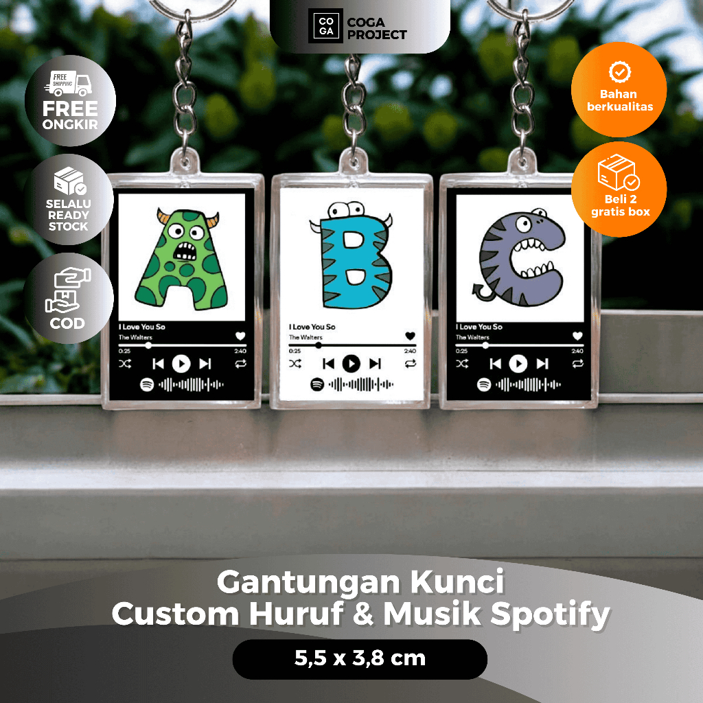 (Model 2) Gantungan Kunci Huruf Keychain Alfabet Ganci Huruf Karakter Monster Ganci Huruf Model 2