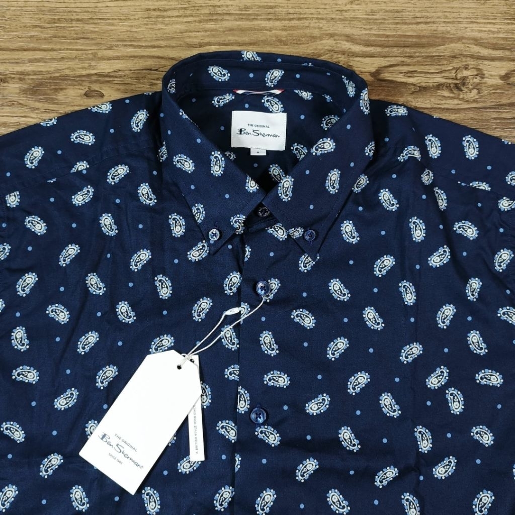 Ben Sherman Men's Micro Paisley Shirts - Navy