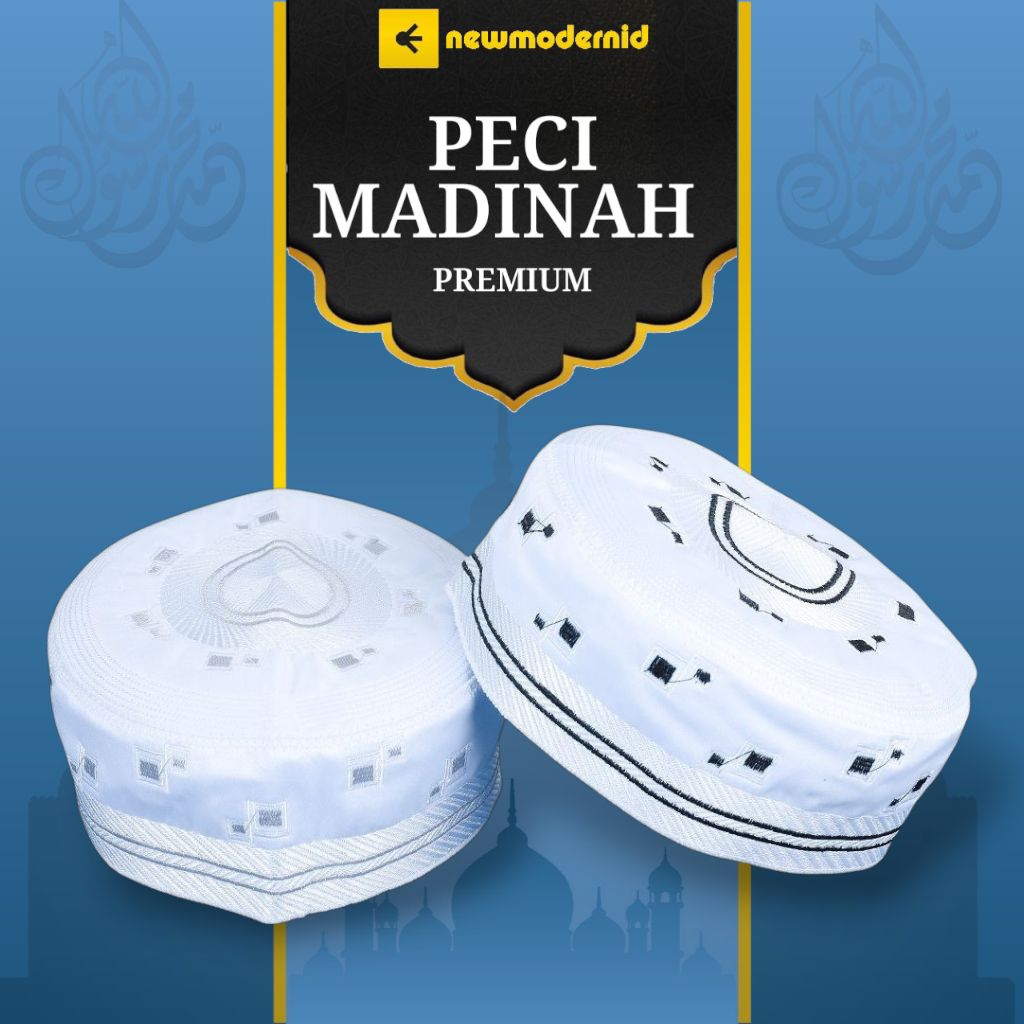 PECI MADINAH PUTIH MOTIF BORDIR | KOPIAH PUTIH BUGIS BORDIR PECI HAJI KOPIAH HAJI MOTIF A-3