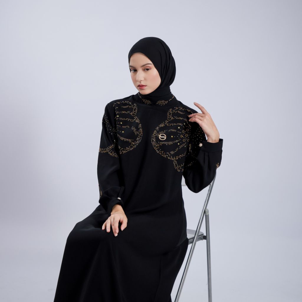ABAYA HIKMAT Terbaru Swarovski Premium/Abaya Hitam / Abaya Lebaran 2026