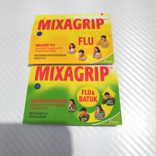 Mixagrip Flu dan Batuk Kuning dan Hijau Strip Isi 4 Obat Batuk Pilek Meriang Hidung Tersumbat