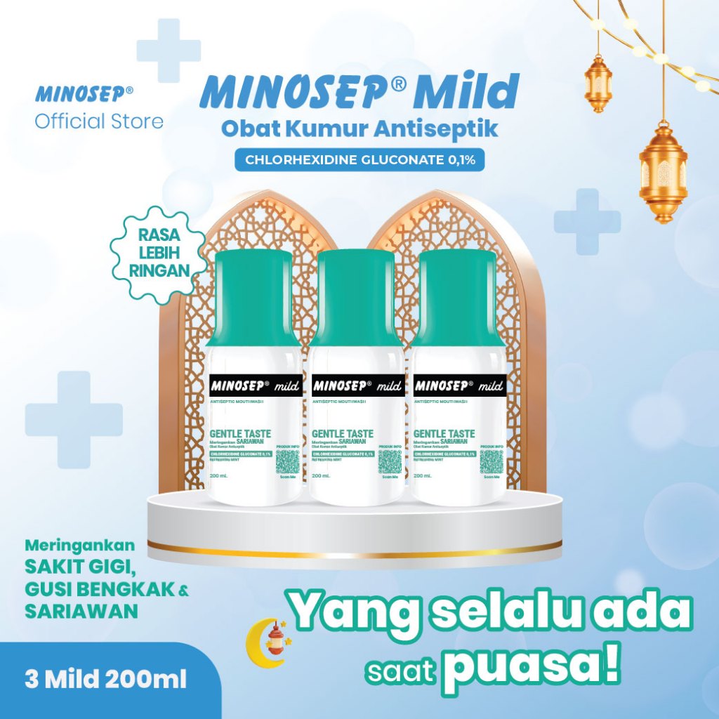 Minosep MILD Obat Kumur Antiseptik Obat Sariawan Ampuh saat PUASA Cepat Sembuh Gusi Bengkak Nyeri Sa