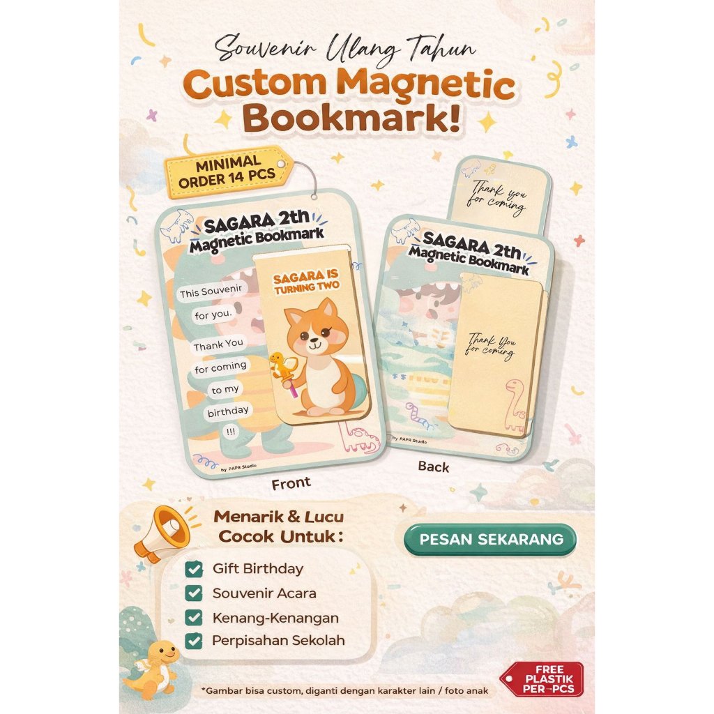 MAGNETIC BOOKMARK CUSTOM / PEMBATAS BUKU MAGNET