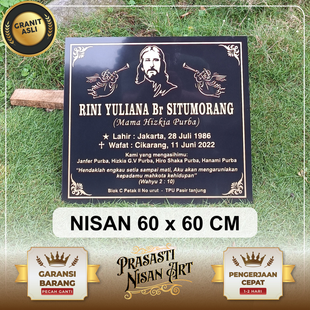 Nisan 60CM X 60CM Batu Nisan Granit Asli