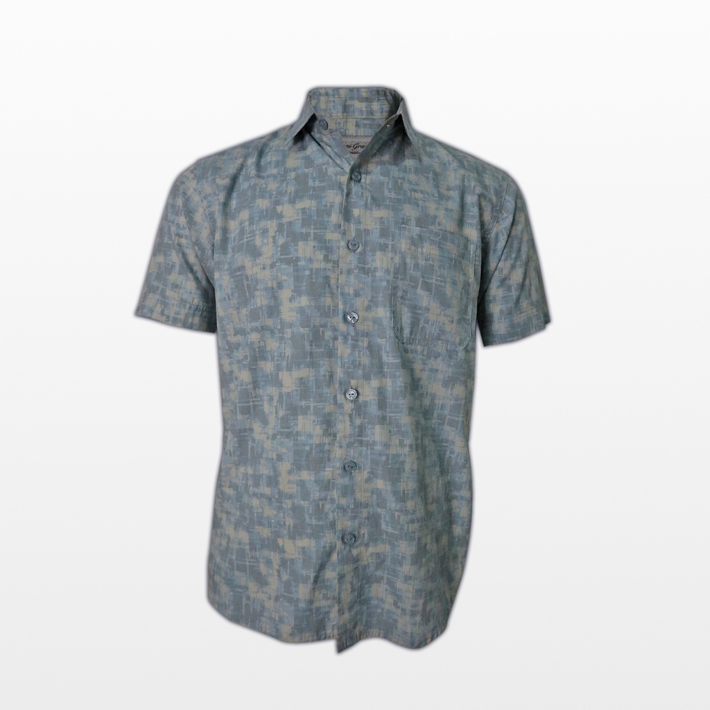 GIANI GRACIO Kemeja Pendek Poplin Print Grey Army Pattern G7180501121