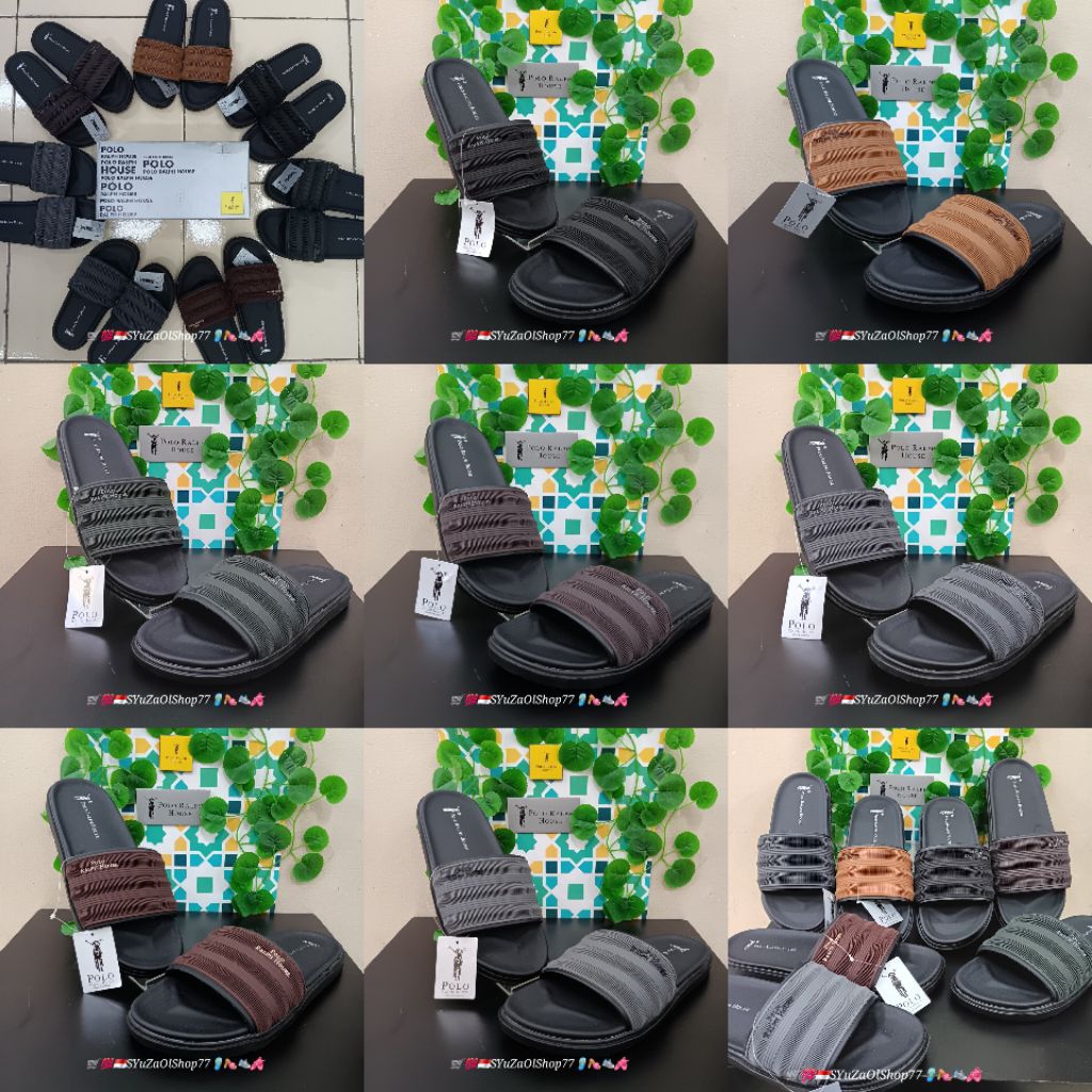 [Bisa COD/100% Original/Art PUERTO] Sandal Pria POLO RALPH HOUSE/Sandal Casual Pria/Sandal Slide/San