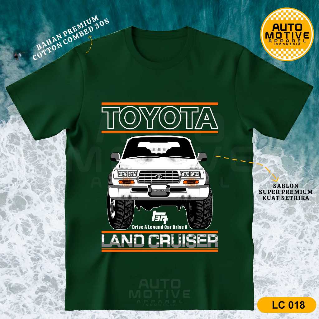 AUTOMOTIVE APPAREL Kaos Land Cruiser FJ80 Tshirt Baju Mobil Toyota Land Cruiser LC VX80 LC018