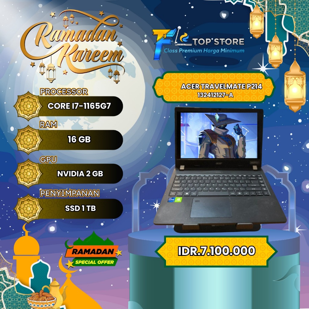 LAPTOP ACER TRAVELMATE P214 CORE I7-1165G7 NVIDIA 2GB SSD 1TB/16GB
