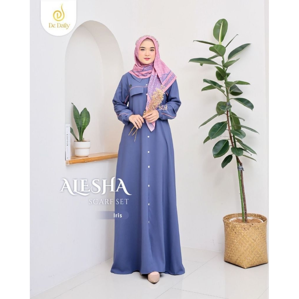 New Gamis Simple Set Scarf ALESHA by De Daily