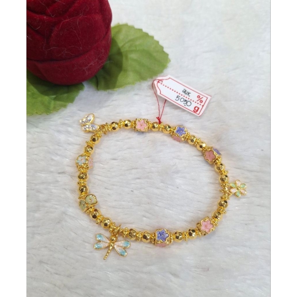 Gelang rantai emas 24k bunga capung