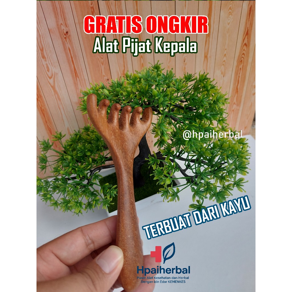 Alat Pijat Kepala Kayu Cendana - Alat Pijat Cakar / Garpu Kayu Refleksi