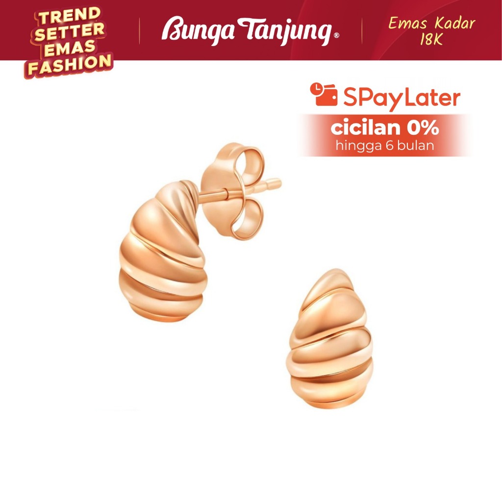 ANTING TINDIK CHUNKY CHIC TWIST - HALA GOLD - EMAS 18K - BUNGA TANJUNG GOLD