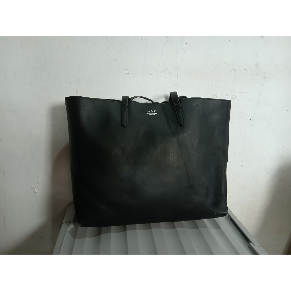 tas tote bag wanita women brand LAP Los Angeles project kulit leather black hitam preloved
