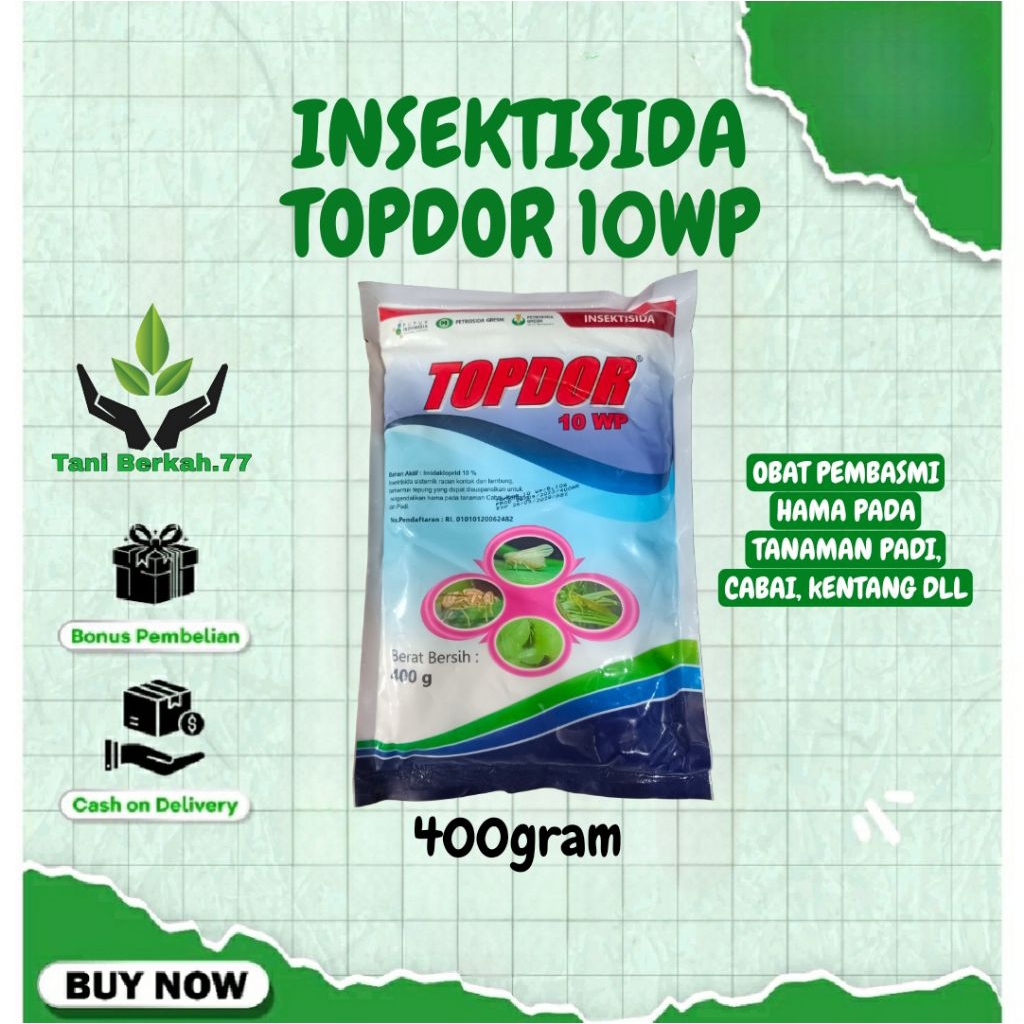 Topdor 10Wp insektisida Sistemik Obat Pembasmi Hama Kutu Walang Sangit Kemasan 400g