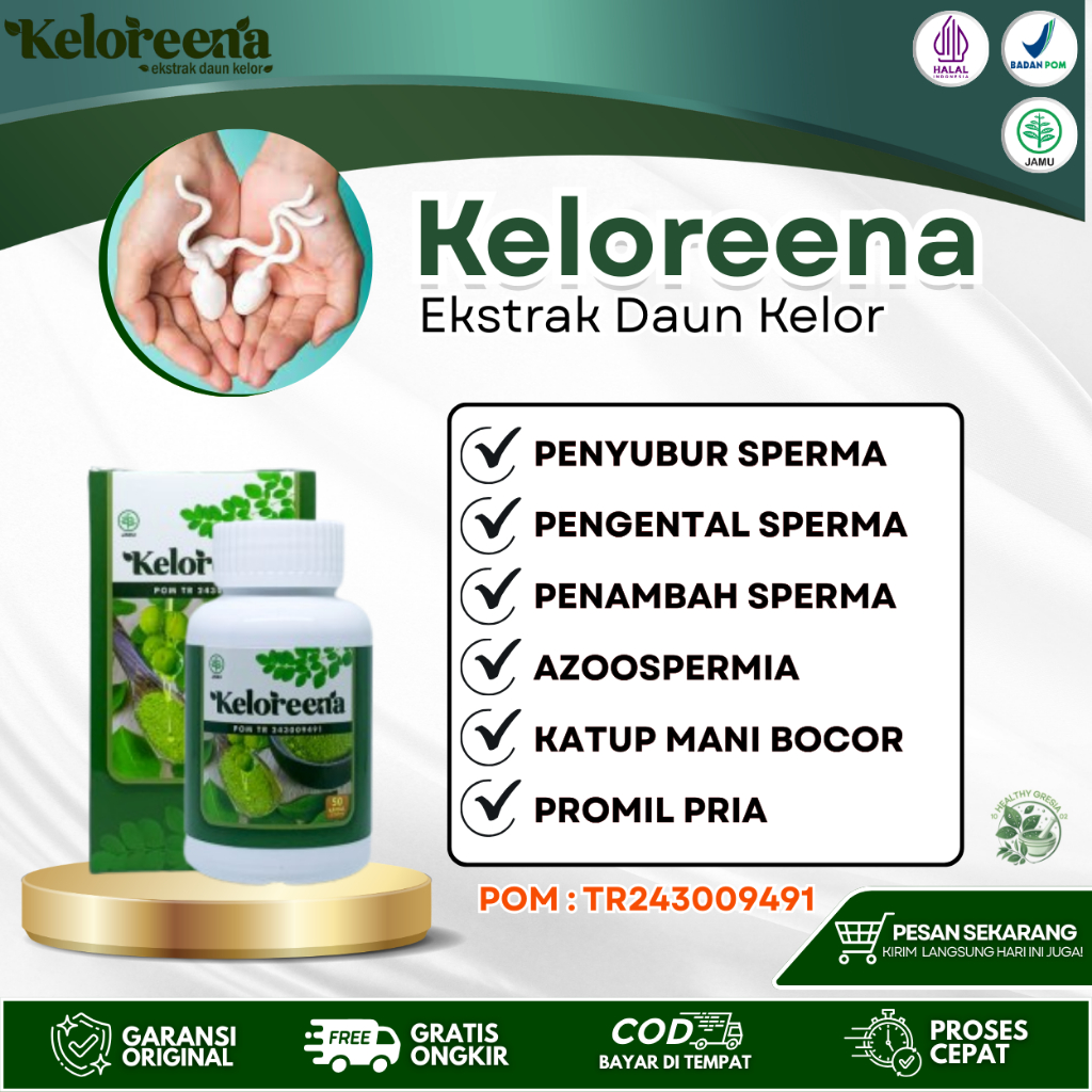 Kapsul Keloreena Suplemen Herbal Kesehatan Penyubur Sperma Pengental Sperma Azoospermia Promil Pria 