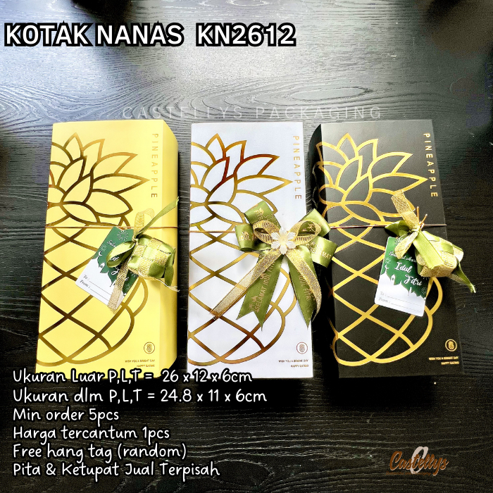 KN 2612 Kotak Dus Box Kue Nanas Merah Hitam Kuning Putih  Gold Emas Nastar Taiwan Cookies