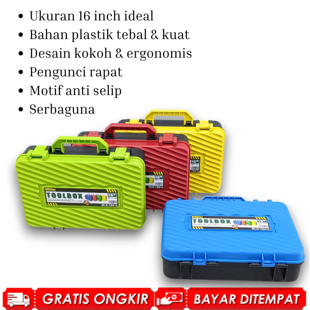 Mollar Kotak Penyimpanan Perkakas Multifungsi Tool Box 16" Tempat Kunci MLR-TB016 MOLLAR