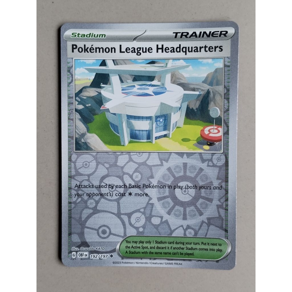 KARTU POKEMON ORIGINAL HOLO REVERSE POKEMON LEAGUE HEADQUARTERS OBF 192/197