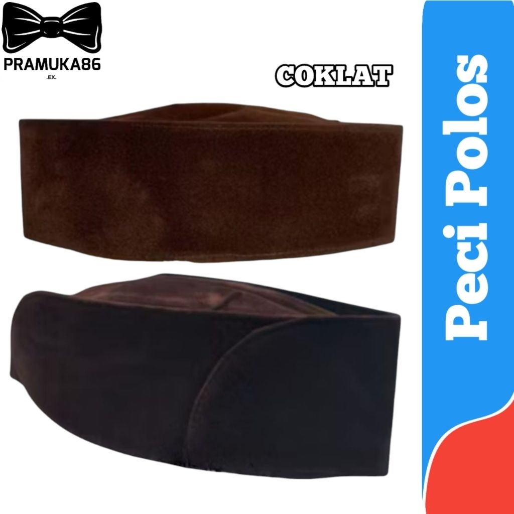Peci COKLAT Polos / Peci Pembina Pramuka / Peci Pramuka / Peci Putra & Putri