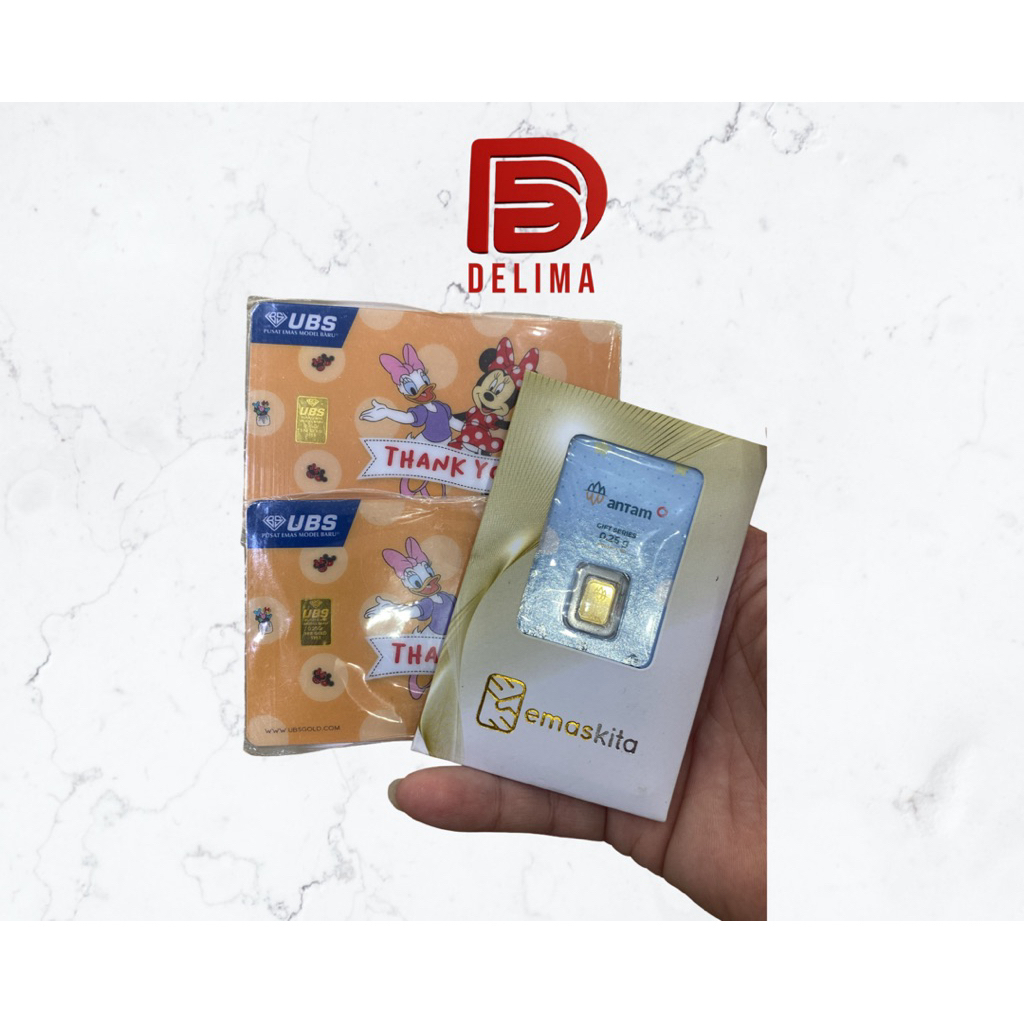 Hadiah/Souvenir/Kado Buat Idul Fitri atau Lebaran atau Ulang Tahun, Logam Mulia UBS berat 0,25gr dan