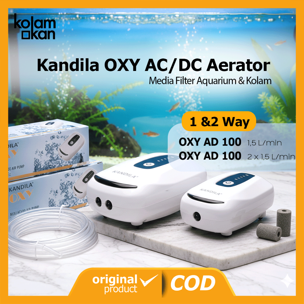 Aerator ACDC 2 Lubang KANDILA OXY AD 300 Pompa Udara Aquarium Kolam Emergency