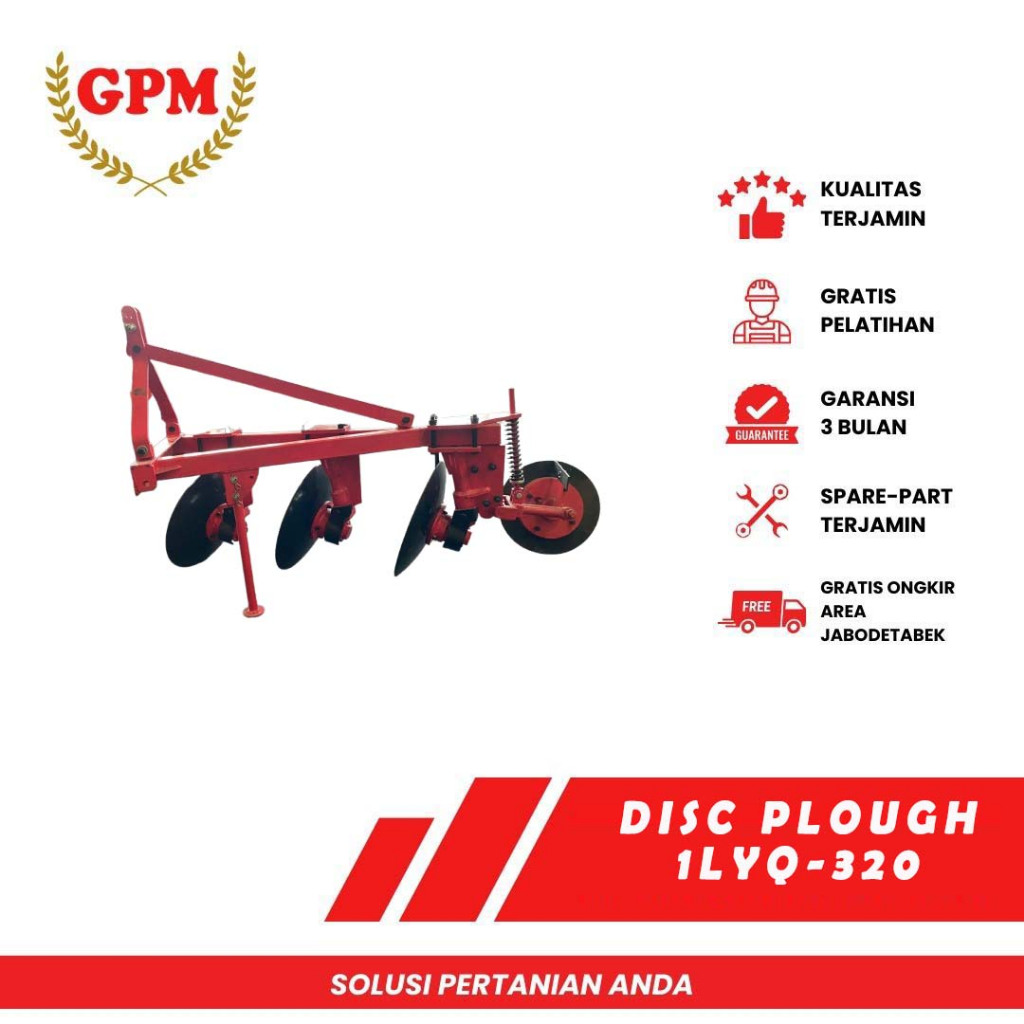 Implemen Traktor Disc Plough 3 Mata (Bajak Cakram Piringan Parabola) Disc Plow Singkal 1LYQ-320 Coco