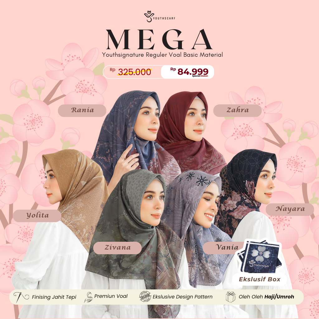 Youthscarf | Voal Signature | Mega Series | hijab printing untuk kerja kantoran