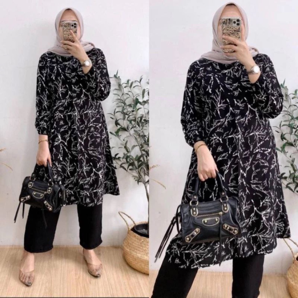 Setelan Tunik Wanita Rayon Adem Nyaman Ilegan Mewah Kekinian // Laveta Set Tunik Kekinian