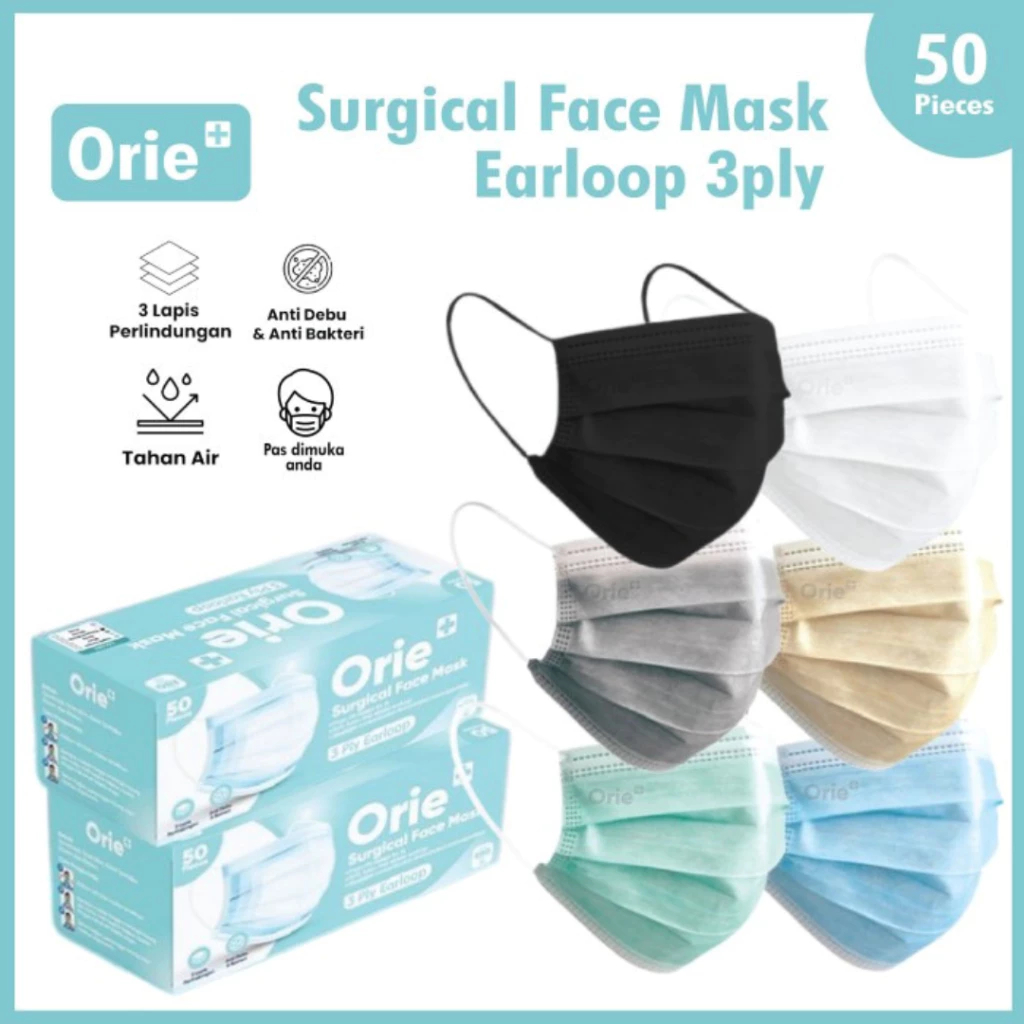 Masker Orie+ Earloop 1 Box isi 3Ply Masker Medis