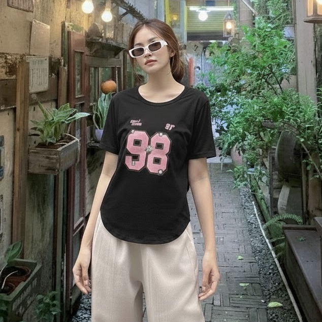 Kaos Oval Lengan Pendek/Kaos Polos Oval/Kaos Oval Motif Angka