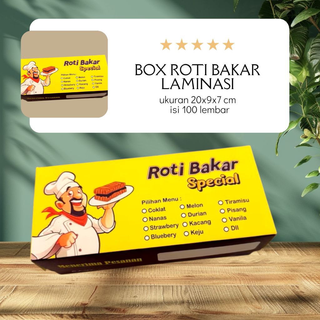 Box Roti Bakar Laminasi Ukuran 20x9x7,5 Cm Isi 100 Pcs / Box Roti Bakar