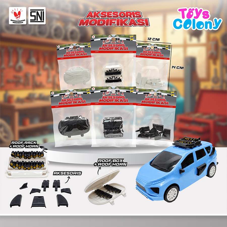 Roof Rack/Roof Box Miniatur + Roof Horn/Terompet Dan Aksesoris Knalpot | Aksesoris Modifikasi Mobil 