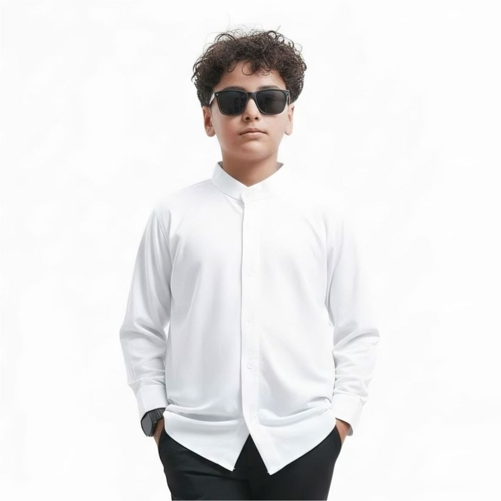 KAZEEM Fasya Kemeja koko Panjang Ciangi Anak ( PUTIH )