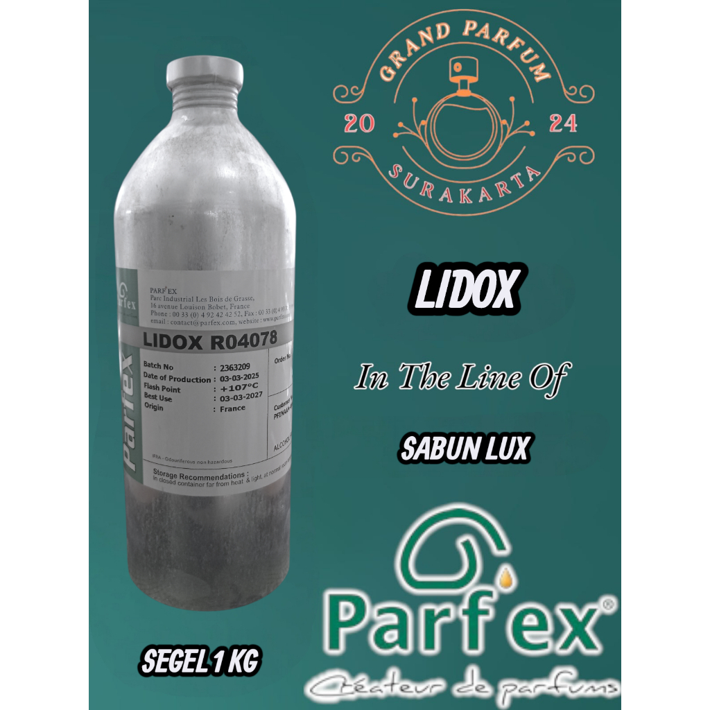 (1KG) LIDOX - AROMA SABUN BY PARFEX BIBIT PARFUM MURNI KEMASAN SEGEL 1 KG ( ORIGINAL)