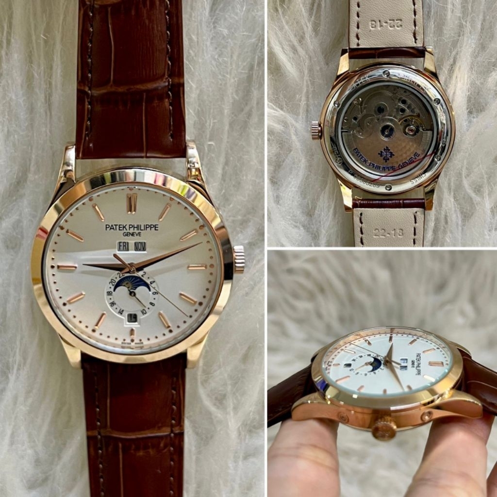 JAM TANGAN ORIA PP AUTOMATIC JAPAN CALATRAVA ANUAL CALENDAR MOON PHASE