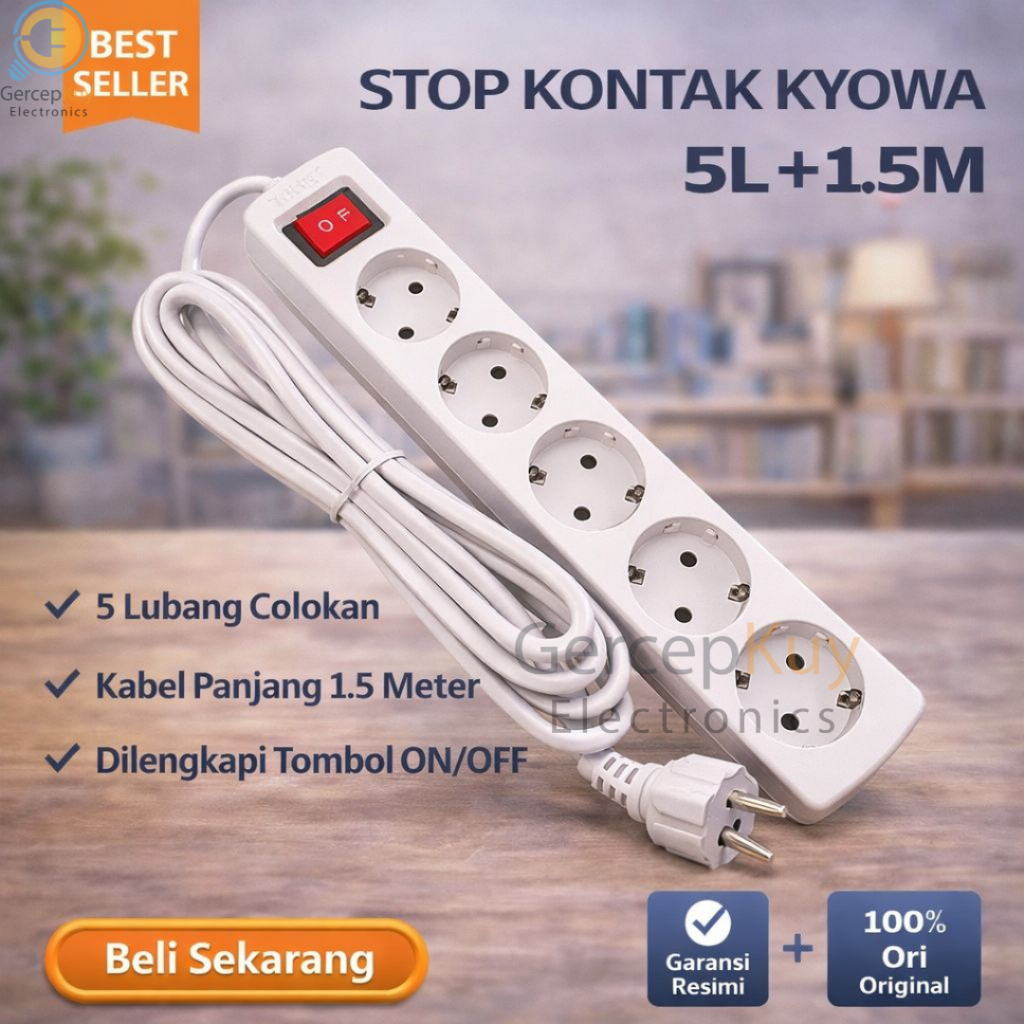 Stop Kontak Kyowa 5 Lubang + 1,5 Meter
