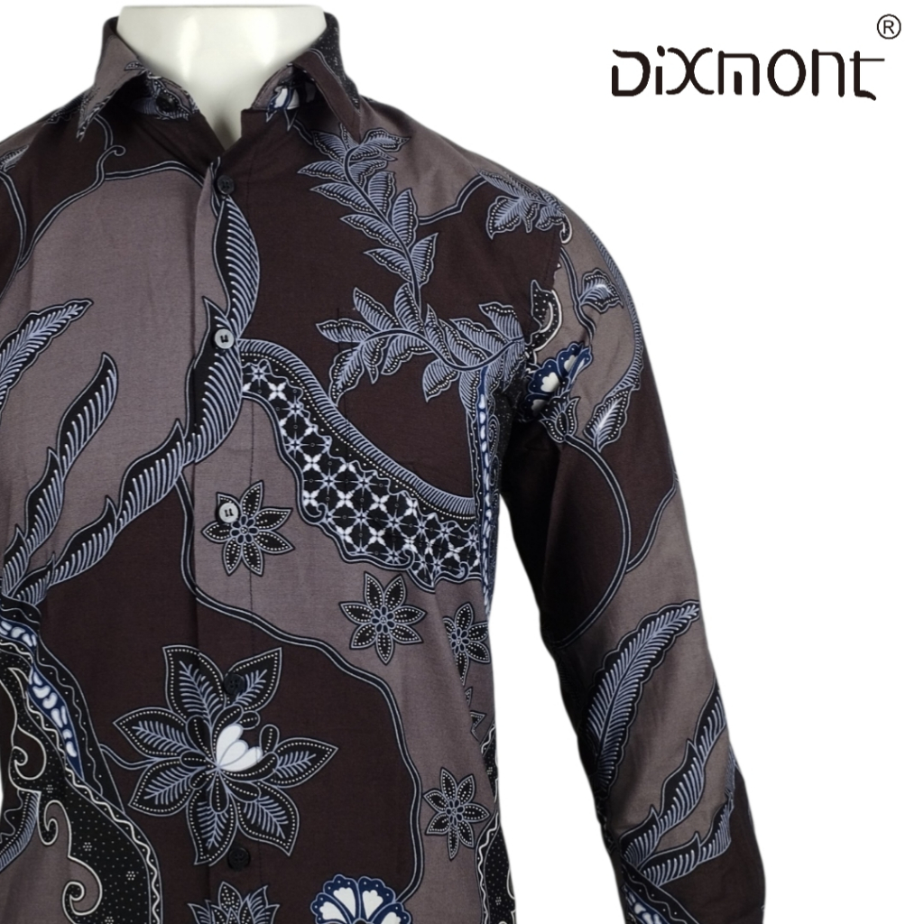 Dixmont Kemeja Batik Pria Basic Formal Lengan Panjang Hem BL00126