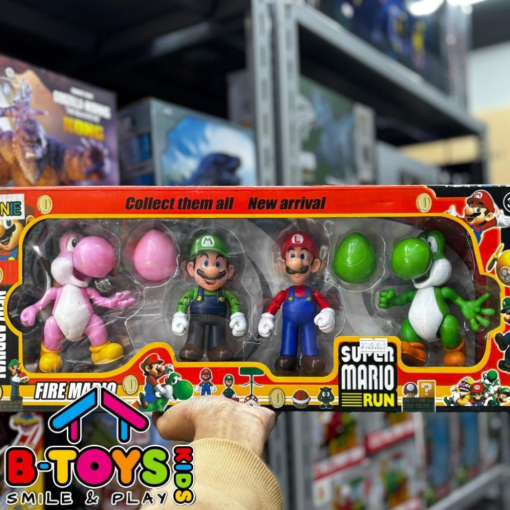 Set Action Figure Super Mario Run 4 Karakter – Mario, Luigi, Yoshi (017111b)