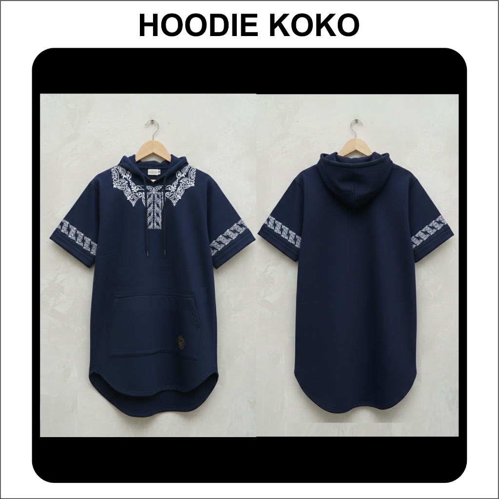 Hoodie Koko muslim | Hoodie lengan pendek | Koko Muslim | Koko Pria | Racing Style