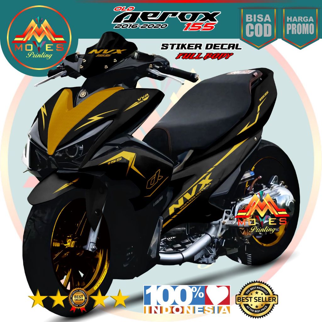 Decal stiker  Aerox 155 old full body variasi body Hitam NVX stiker yamaha aerox old
