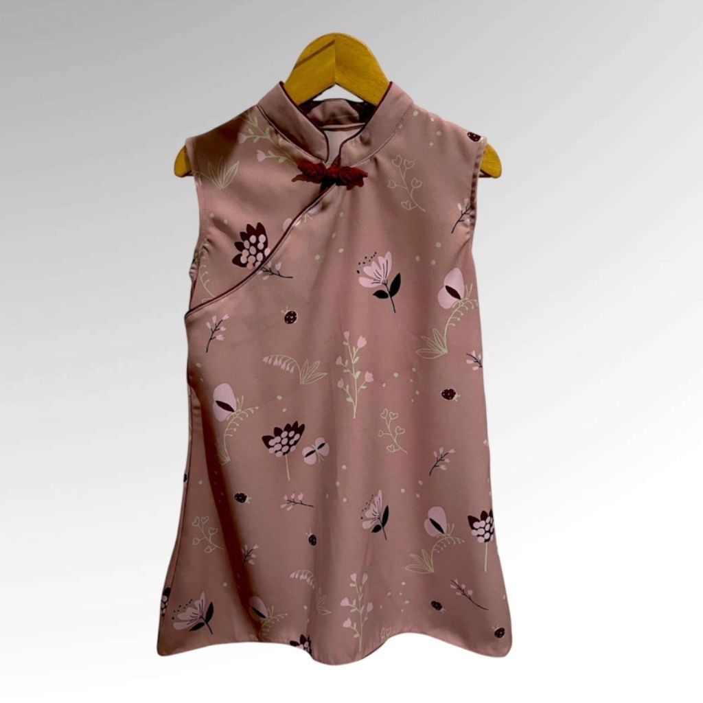 Cheongsam Dress Kids Ity Crepe Motif Baju Terusan Anak Cewek