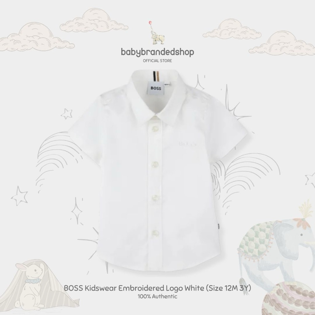 BOSS Kids Boys White Shirt Collection | Kemeja Anak Laki-laki | 12M 2Y 3Y 14Y 16Y