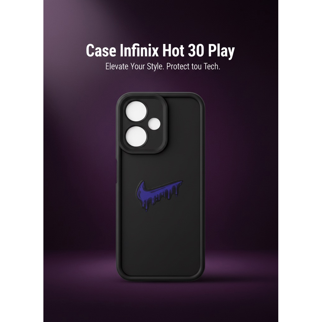 Case Infinix Hot 30 Play Softcase Motif Logo Drip Aesthetic Casing HP Silikon Hitam Premium Pelindun