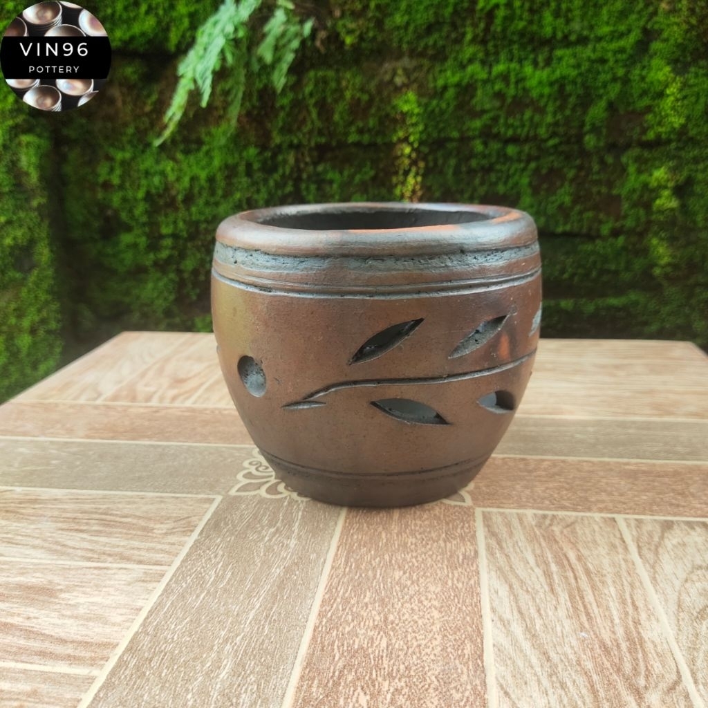Pot bunga mini D12cm gerabah tanah liat