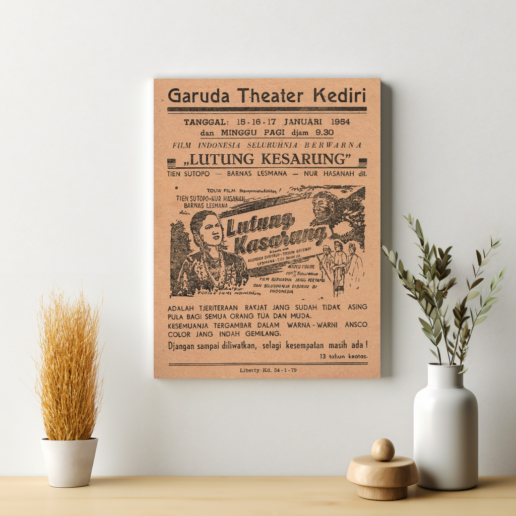 Poster Film Jadul Lutung Kasarung 1954 Dekorasi Retro Hiasan Dinding