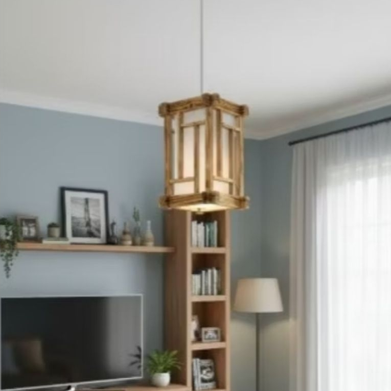 Lampu Gantung Minimalis Jepang Kayu Jati Akrilik